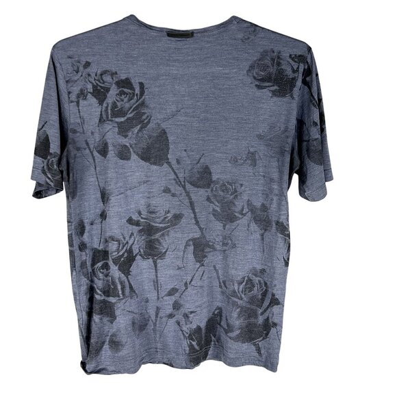 Dolce & Gabbana Men 50 L Black Rose T-Shirt Made In Italy 100% Silk Leather Logo - Picture 4 of 13